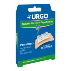 Urgo brûlures et blessures superficielles 4 pansements extensibles