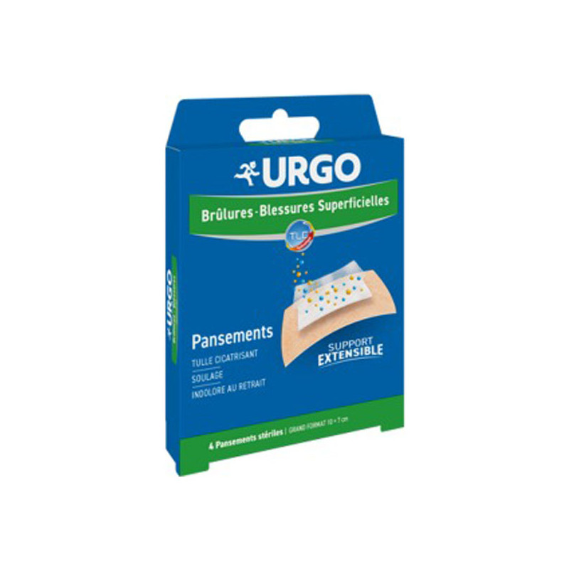 Urgo brûlures et blessures superficielles 4 pansements extensibles Urgo brûlures et blessures superficielles 4 pansements extensibles