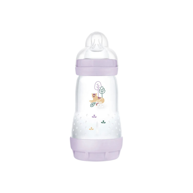 MAM Start Easy Biberon Lilas anti-colique débit 2 - 260ml + Tétine plate MAM Start Easy Biberon Lilas anti-colique débit 2 - 260ml + Tétine plate