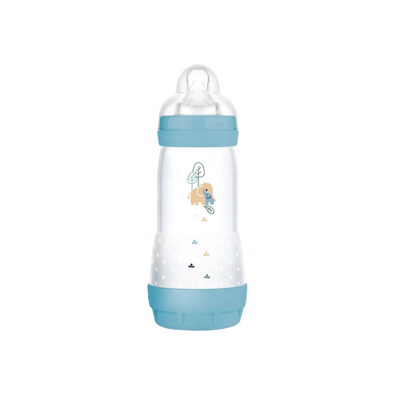 MAM Easy Start Biberon anti-colique à motif éléphant 320ml + Tétine plate débit 3