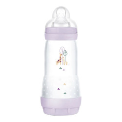 MAM Easy Start Biberons Lilas anti-colique débit 3 - 260ml + Tétine plate