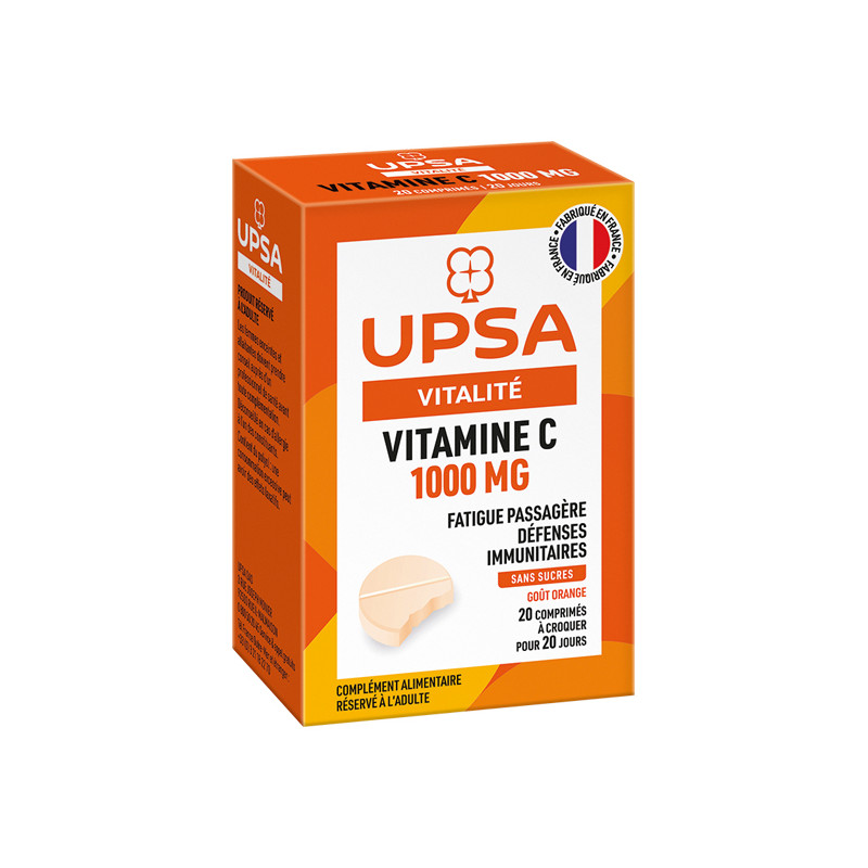 UPSA Vitalité Vitamine C 1000mg 20 comprimés à croquer UPSA Vitalité Vitamine C 1000mg 20 comprimés à croquer