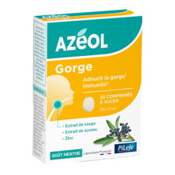Pileje Azéol Gorge goût menthe 30 comprimés à sucer
