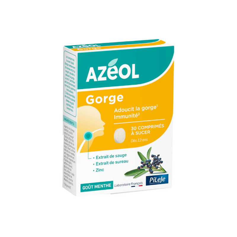 Pileje Azéol Gorge goût menthe 30 comprimés à sucer