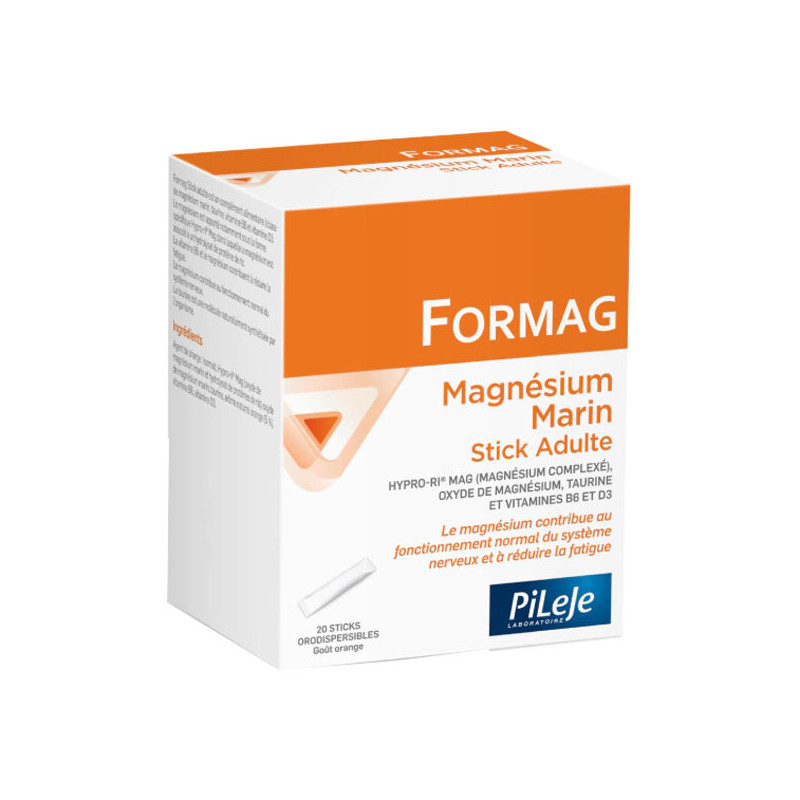 Pileje Formag Magnésium Marin Adulte goût orange 20 Sticks orodispersibles Pileje Formag Magnésium Marin Adulte goût orange 20 Sticks orodispersibles