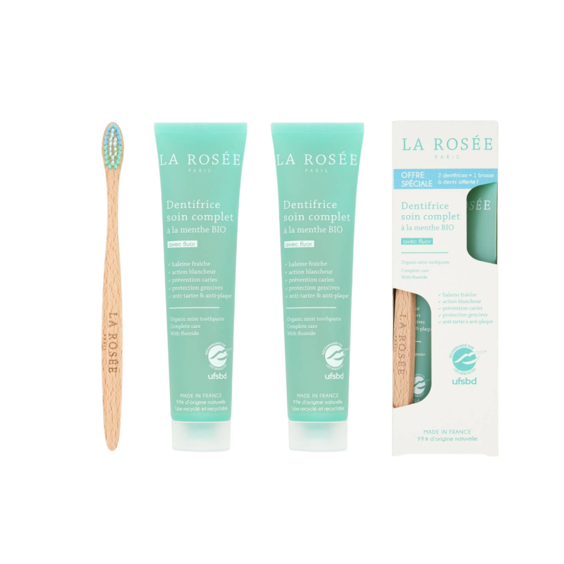 La Rosée Dentifrice duo soin complet à la menthe bio & brosse à dent La Rosée Dentifrice duo soin complet à la menthe bio & brosse à dent
