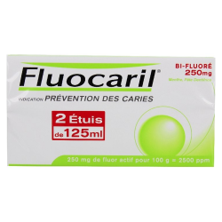 Fluocaril Bi-fluoré 250mg Pâte dentifrice menthe 2 tubes de 125ml