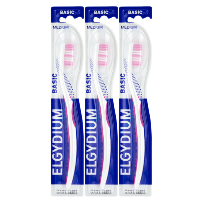 Elgydium Basic Brosse à dents medium lot de 3 Elgydium Basic Brosse à dents medium lot de 3