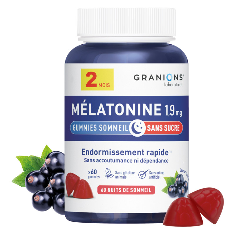 Granions Mélatonine 1,9 mg Sommeil 60 gummies