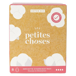 Les Petites Choses Serviette Hygiénique Maxi coton bio boîte de 8