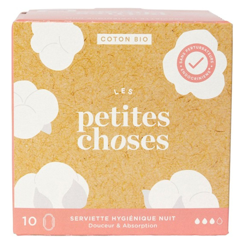 Les Petites Choses Serviette Hygiénique Nuit coton bio boîte de 10 Les Petites Choses Serviette Hygiénique Nuit coton bio boîte de 10