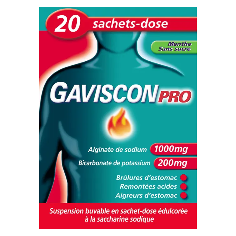 GavisconPro Menthe sans sucre suspension buvable 20 sachets