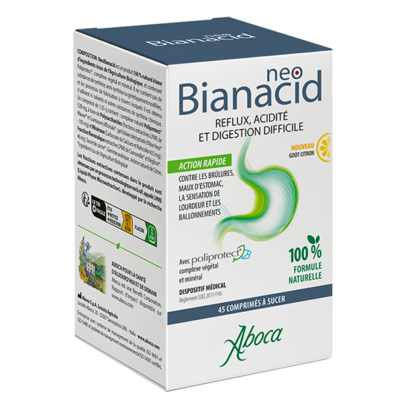 Aboca NeoBianacid 45 comprimés à sucer citron Aboca NeoBianacid 45 comprimés à sucer citron
