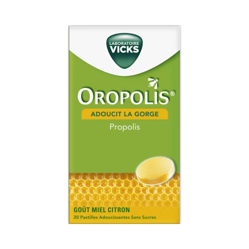 Vicks Oropolis Propolis goût miel citron 20 pastilles adoucissantes Vicks Oropolis Propolis goût miel citron 20 pastilles adoucissantes