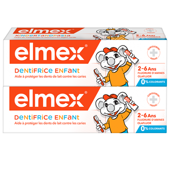Elmex dentifrice enfant 2-6 ans lot de 2x50ml Elmex dentifrice enfant 2-6 ans lot de 2x50ml