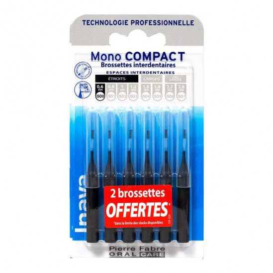 Inava mono compact noir 6 brossettes interdentaires 0.6mm