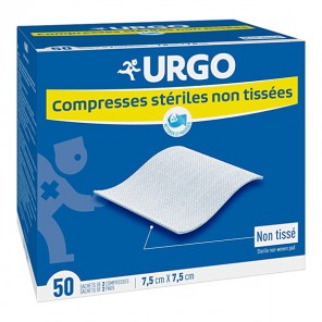Urgo 50 compresses stériles non tissées 7.5cm x 7.5cm  2 sachets