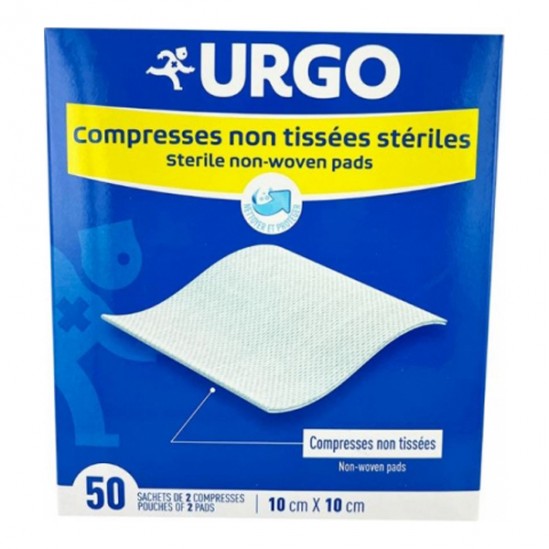 Urgo compresses stériles non tissées 10cmx10cm 50 sachets de 2 compresses
