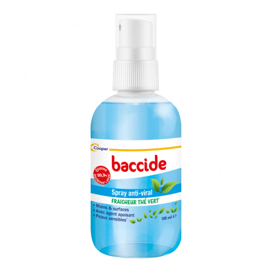 Cooper Baccide Fraîcheur thé vert spray anti-viral 100ml Cooper Baccide Fraîcheur thé vert spray anti-viral 100ml
