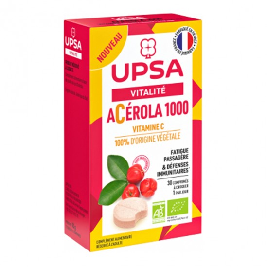 UPSA Vitalité Acérola 1000 Bio 30 comprimés à croquer UPSA Vitalité Acérola 1000 Bio 30 comprimés à croquer