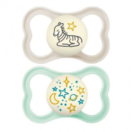 MAM Perfect Nuit 2 sucettes + 6 mois, mouton et girafe MAM Perfect Nuit 2 sucettes + 6 mois, mouton et girafe