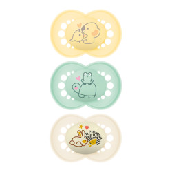 MAM Sucettes Original + 18 mois jaune/turquoise/beige